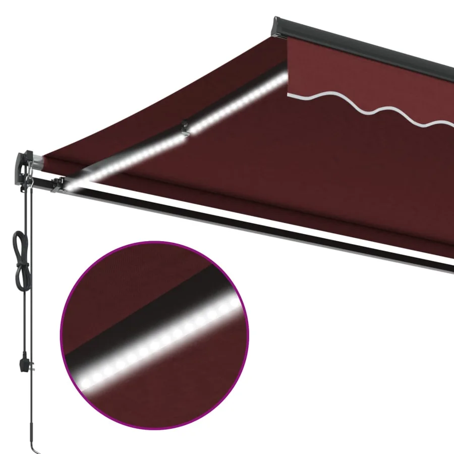 Auvent rétractable automatique avec LED bordeaux 400x350 cm - 7