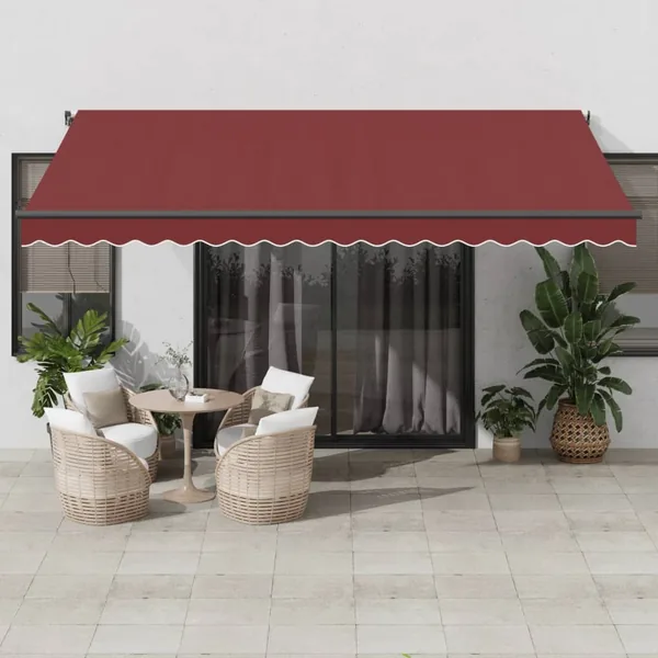 Auvent manuel rétractable avec LED bordeaux 450x350 cm