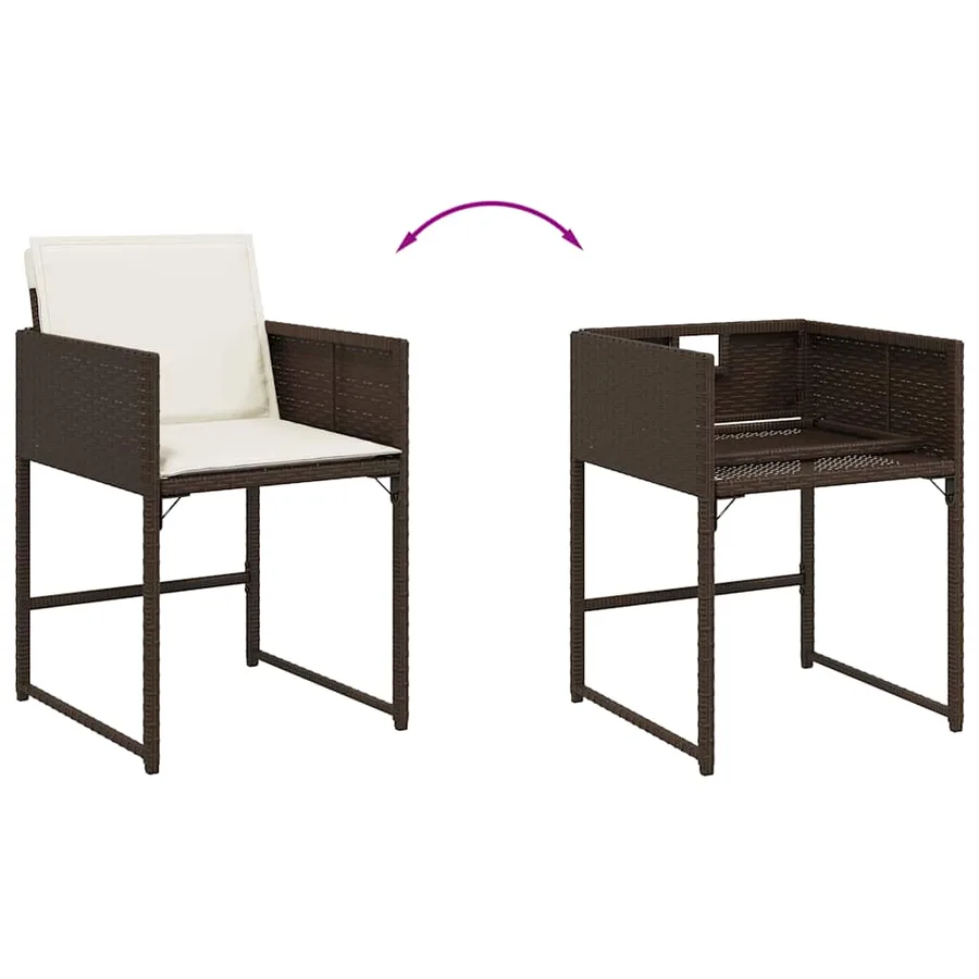 Ensemble à manger de jardin avec coussins 13 pcs marron rotin - 7