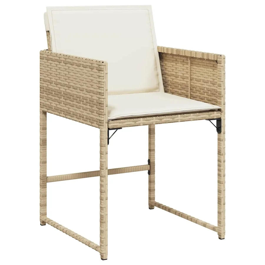 Ensemble à manger de jardin et coussins 9 pcs beige Poly rotin - 4