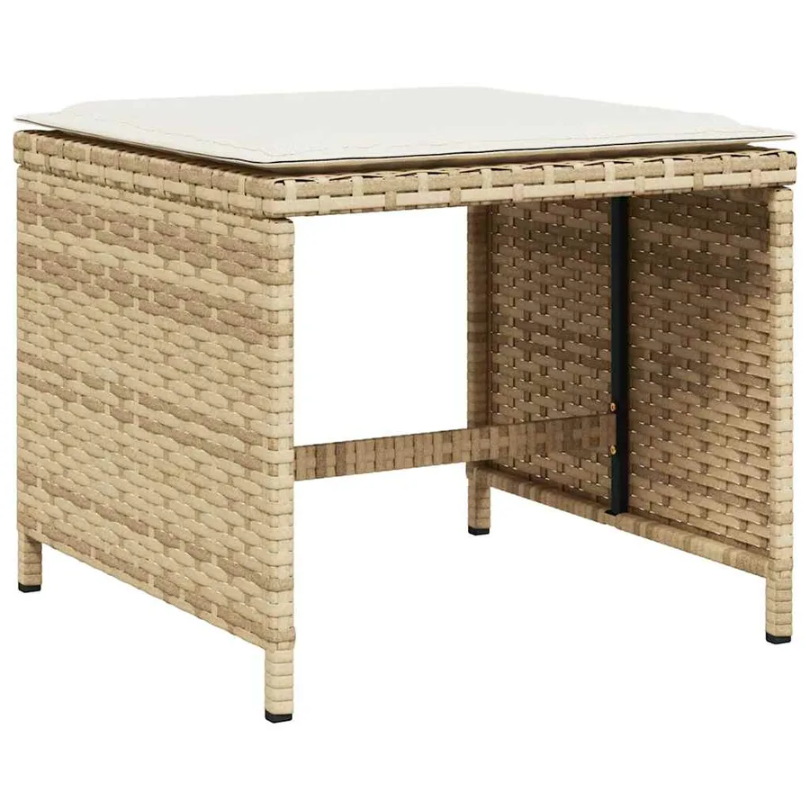 Ensemble à manger de jardin et coussins 9 pcs beige Poly rotin - 5