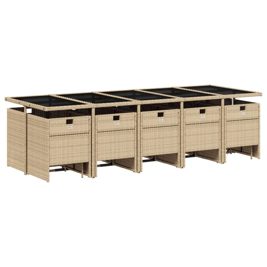 Ensemble à manger de jardin et coussins 15 pcs mélange beige - 3