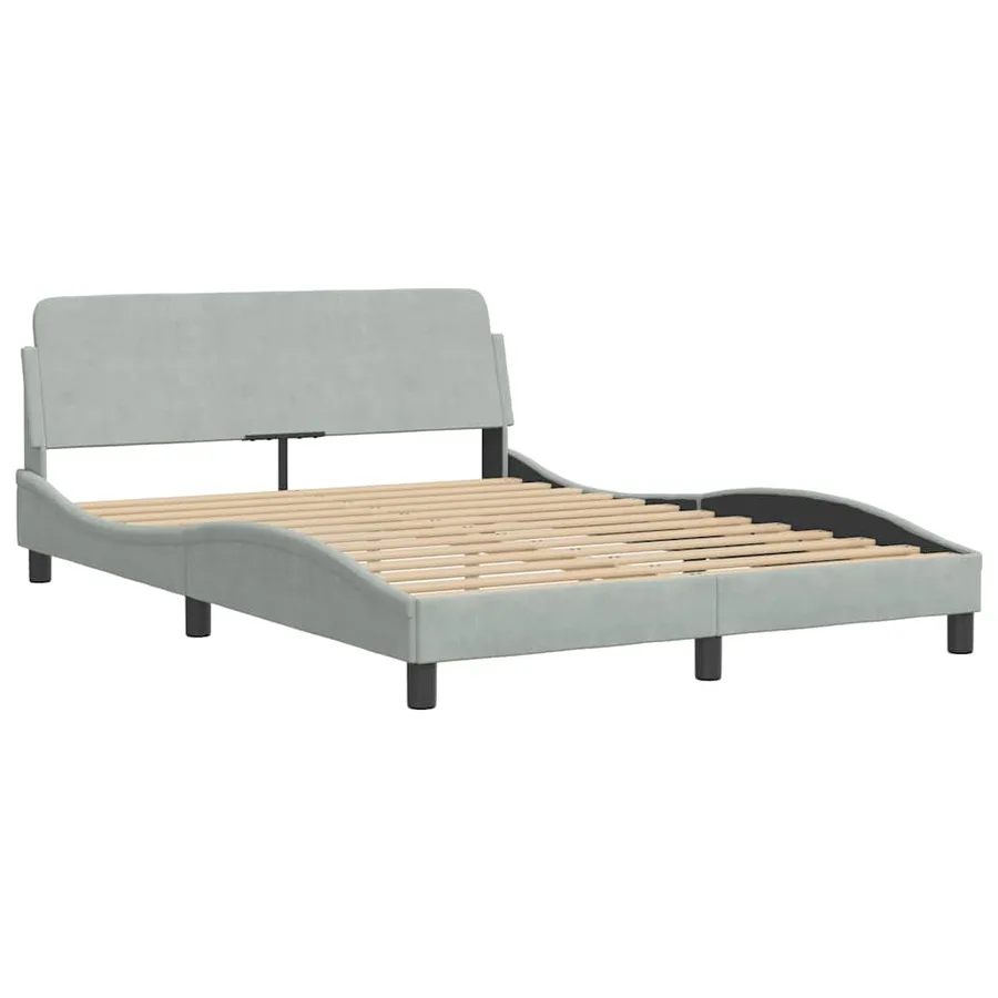Cadre de lit Dover Gris clair 135 x 190 cm velours - 3