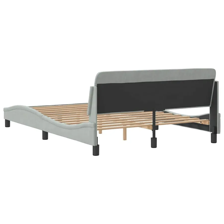 Cadre de lit Dover Gris clair 135 x 190 cm velours - 6