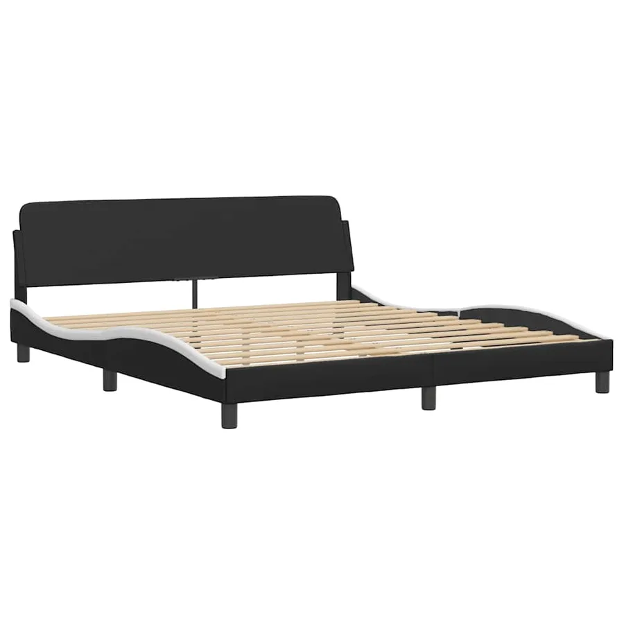 Cadre de lit Dover noir et blanc 180x200 cm en similicuir - 3
