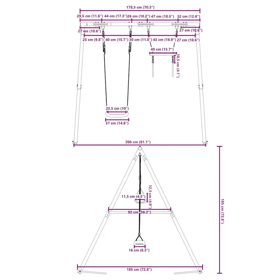 Ensemble de balançoire d'extérieur avec balançoire et trapèze - 10