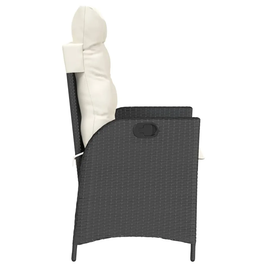 Chaises inclinables de jardin lot de 2 et coussins noir rotin - 6