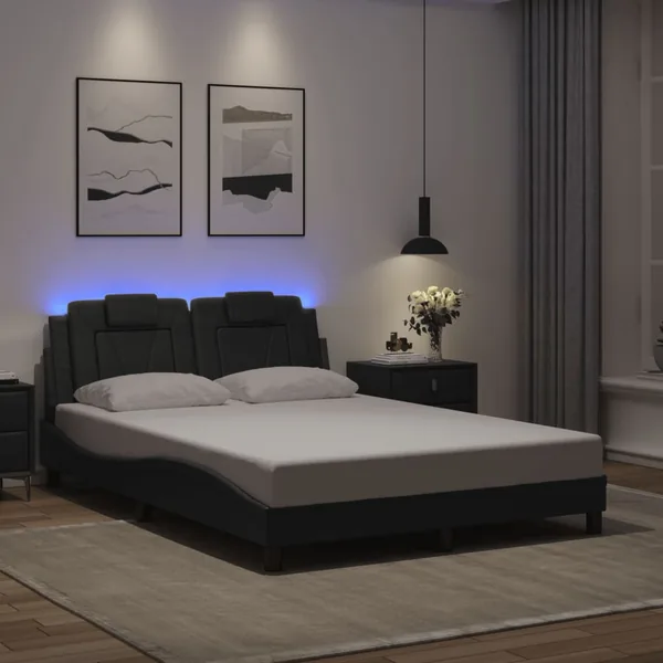 Cadre de lit Viana avec LED sans matelas gris 140x190 cm