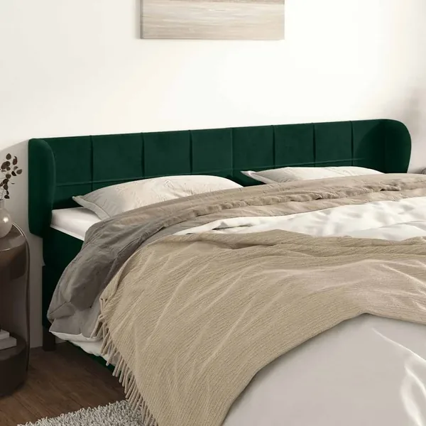 Tête de lit avec oreilles Vert foncé 183x23x78/88 cm Velours