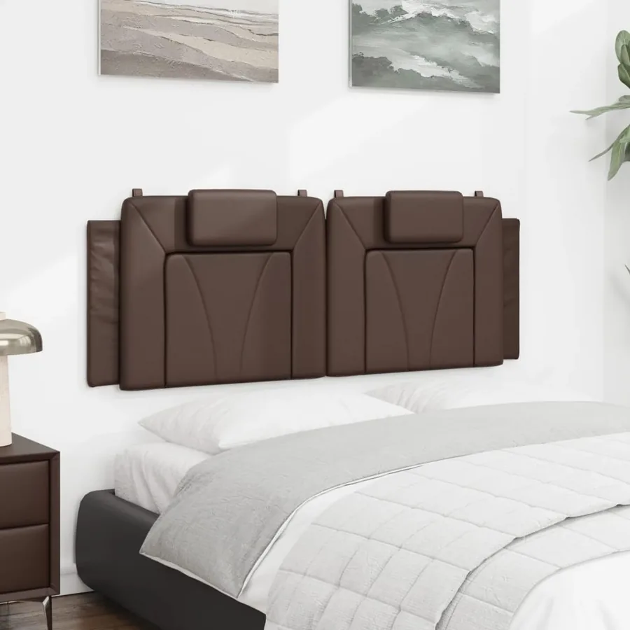 Coussin de tête de lit Viana marron 140 cm similicuir - 4