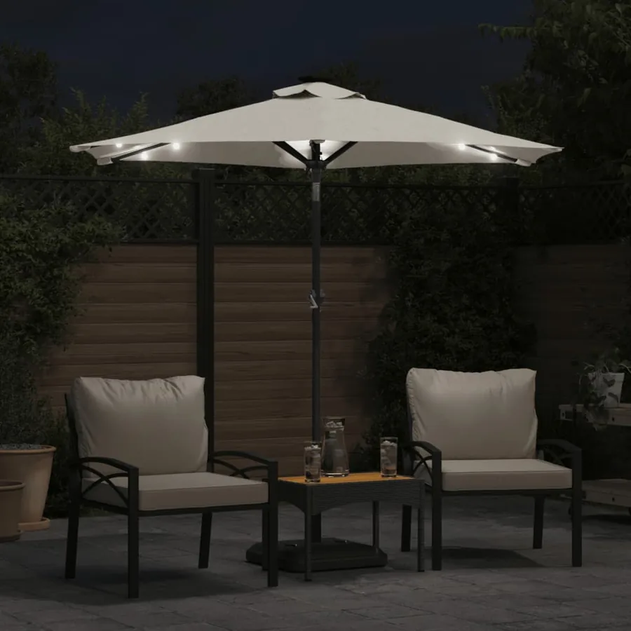 Parasol de jardin avec LED et mât en acier blanc 225x225x212 cm - 3
