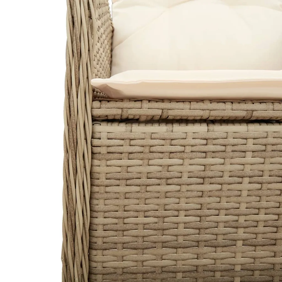Chaises inclinables de jardin lot de 2 avec table beige rotin - 9