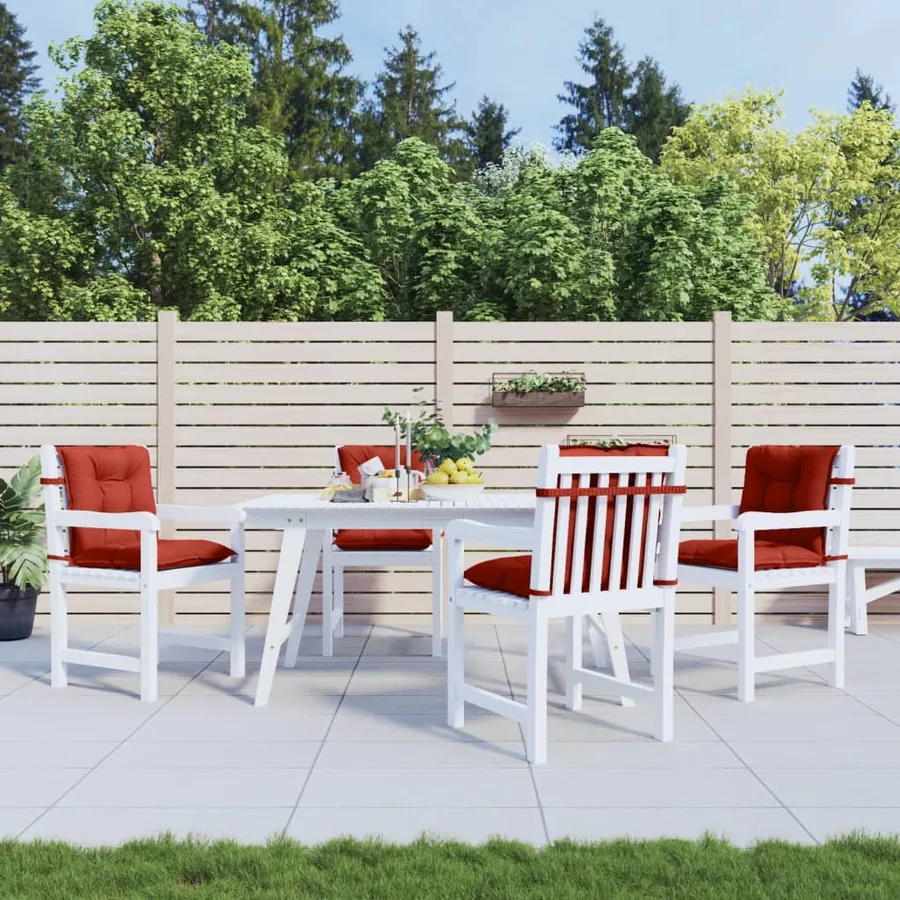 Coussins de chaise à dossier bas lot de 4 rouge mélangé tissu - 3