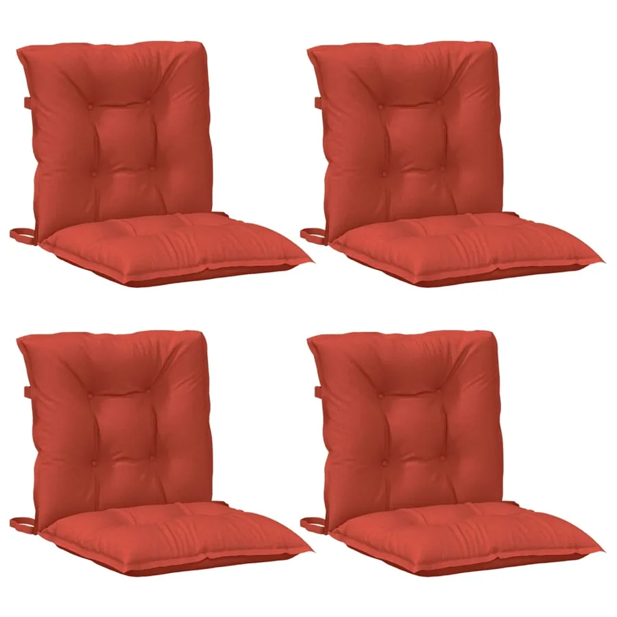 Coussins de chaise à dossier bas lot de 4 rouge mélangé tissu - 4