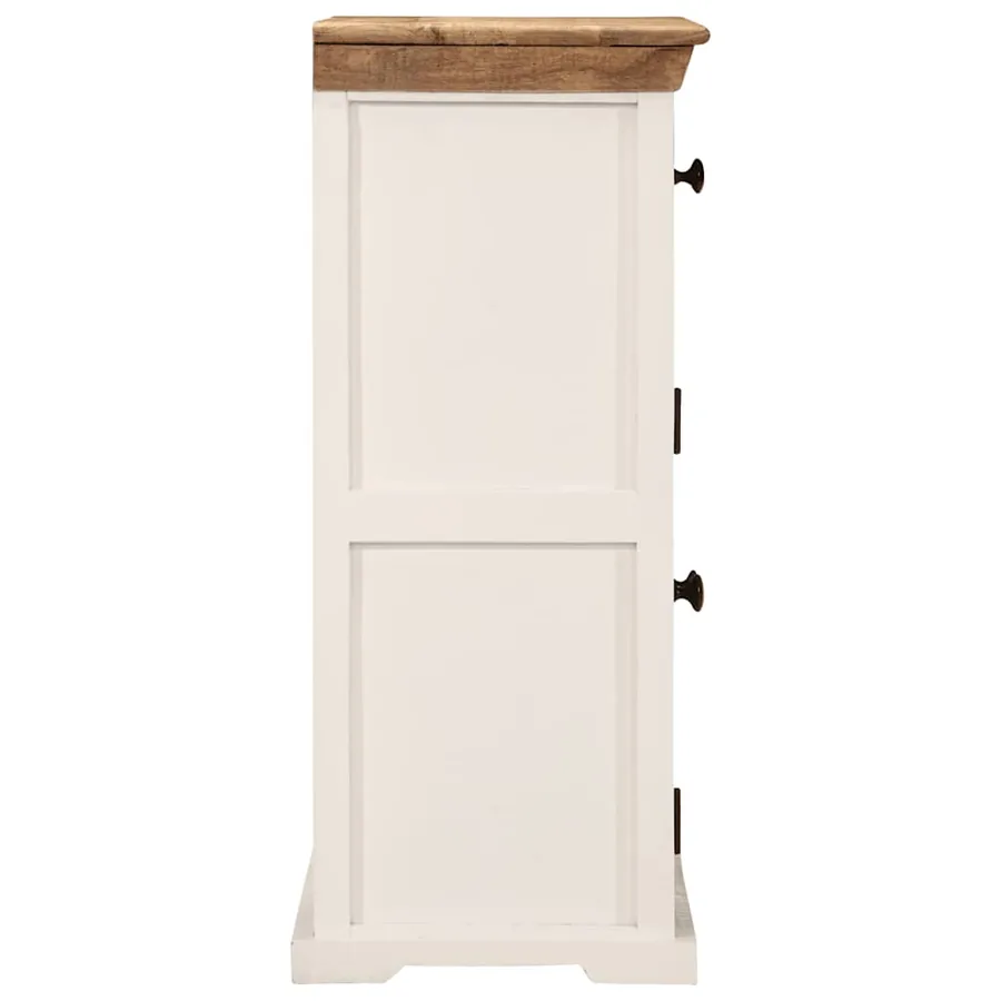 Buffet blanc et marron 55x30x73 cm bois de manguier solide brut - 3