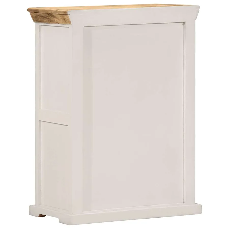 Buffet blanc et marron 55x30x73 cm bois de manguier solide brut - 4
