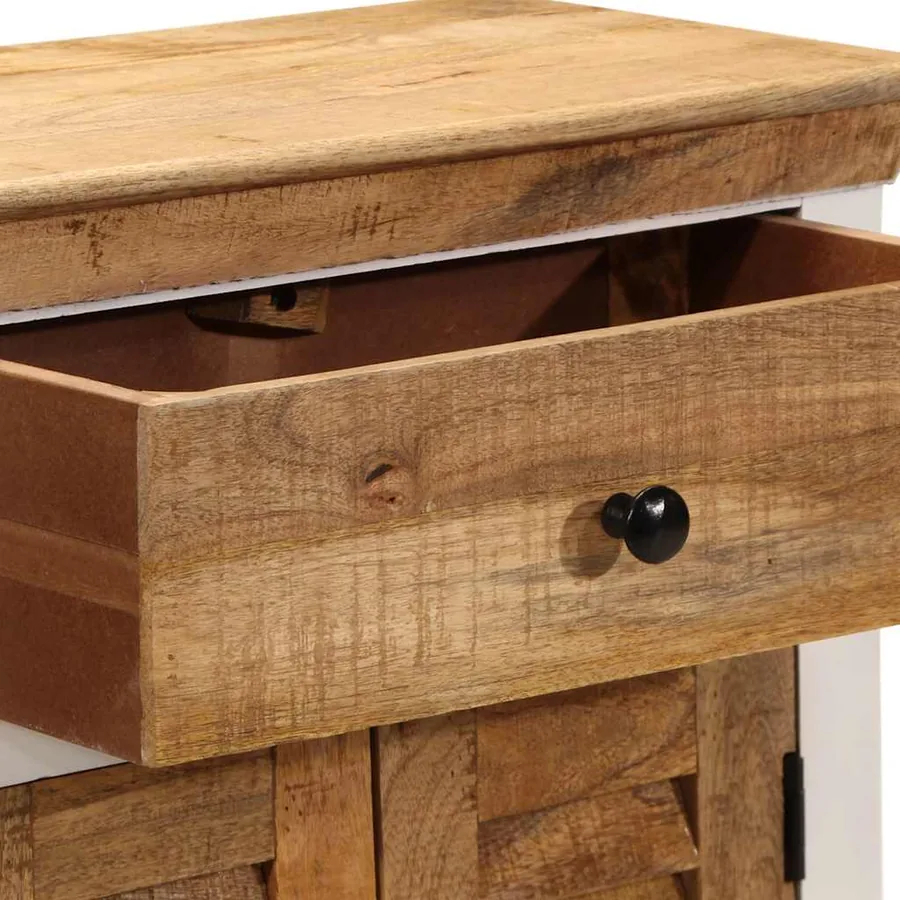 Buffet blanc et marron 55x30x73 cm bois de manguier solide brut - 7