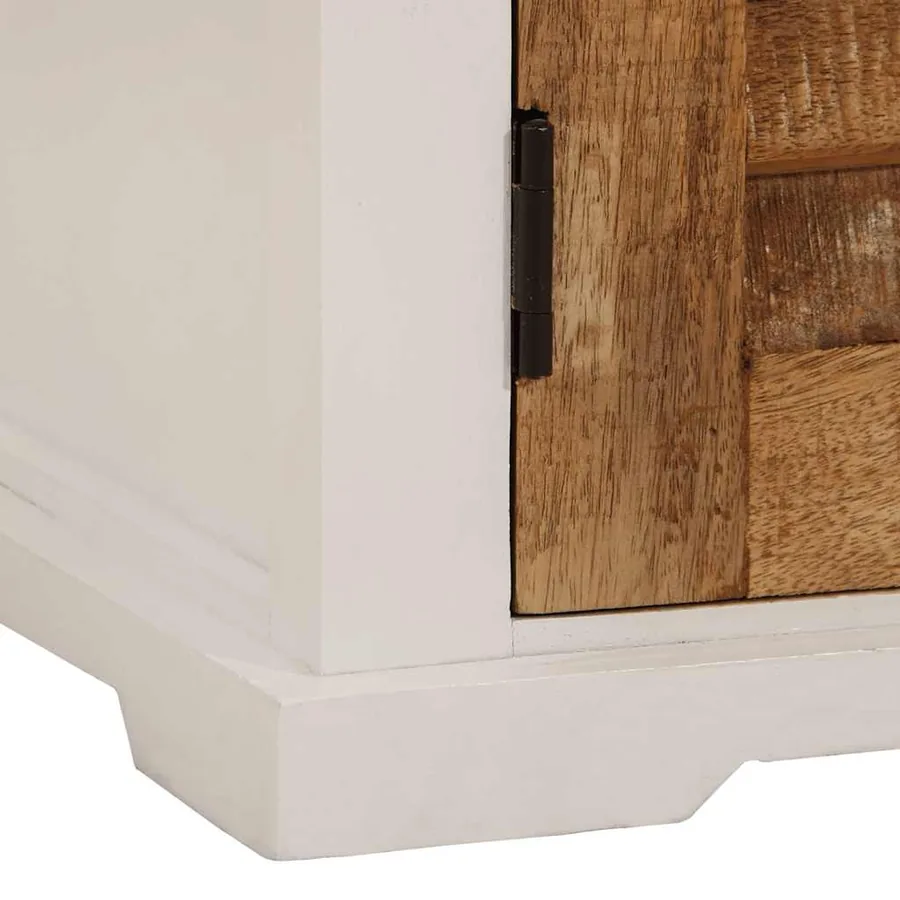 Buffet blanc et marron 55x30x73 cm bois de manguier solide brut - 8
