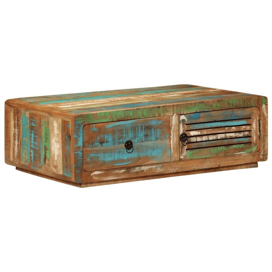 Table basse 89x55x29 cm bois de récupération massif - 10