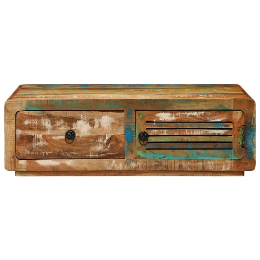 Table basse 89x55x29 cm bois de récupération massif - 2