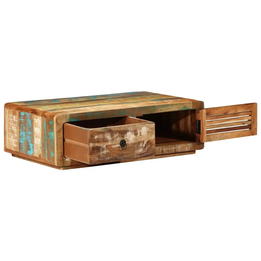 Table basse 89x55x29 cm bois de récupération massif - 5