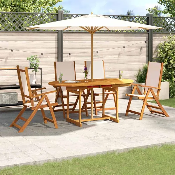 Ensemble à manger de jardin 5pcs bois d'acacia solide textilène