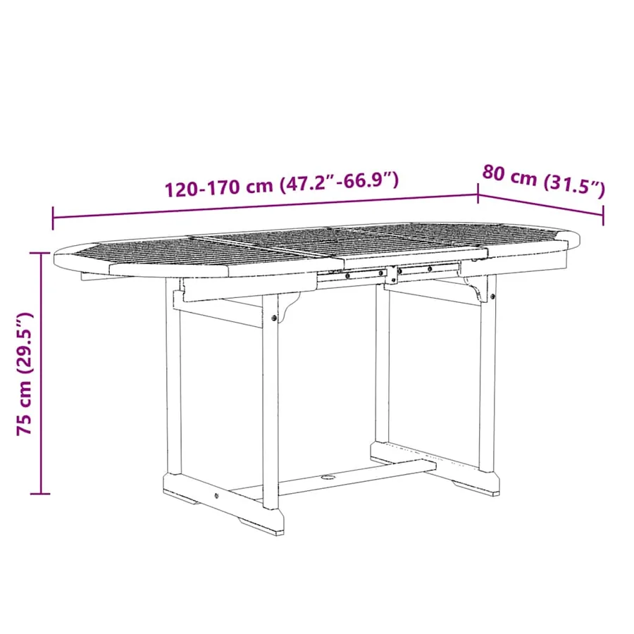 Ensemble à manger de jardin 5pcs bois d'acacia solide textilène - 15