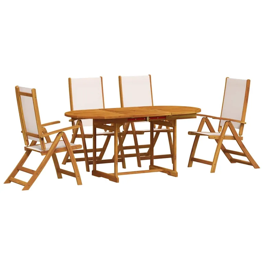 Ensemble à manger de jardin 5pcs bois d'acacia solide textilène - 2