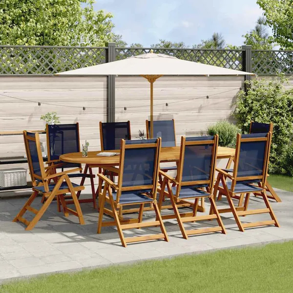 Ensemble à manger de jardin 9pcs bois d'acacia solide textilène