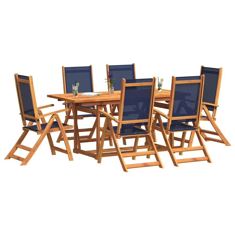 Ensemble à Manger de jardin 7pcs bois d'acacia solide textilène - 6