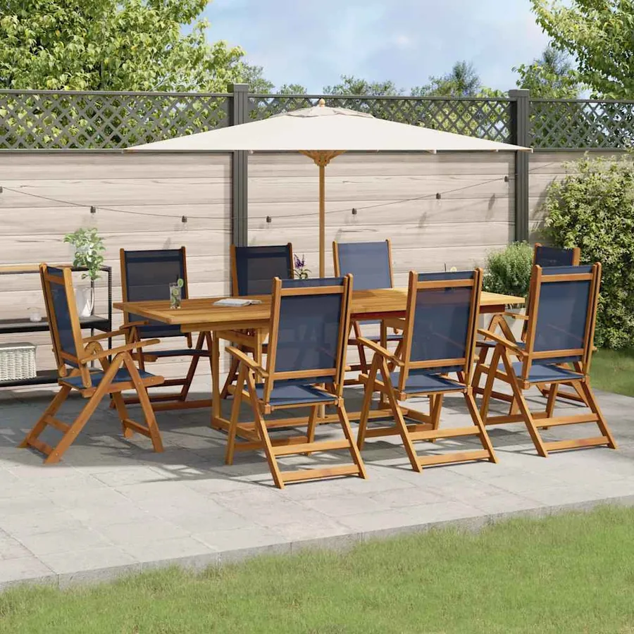 Ensemble à manger de jardin 9pcs bois d'acacia solide textilène