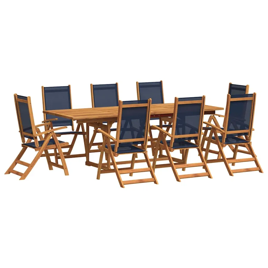 Ensemble à manger de jardin 9pcs bois d'acacia solide textilène - 2