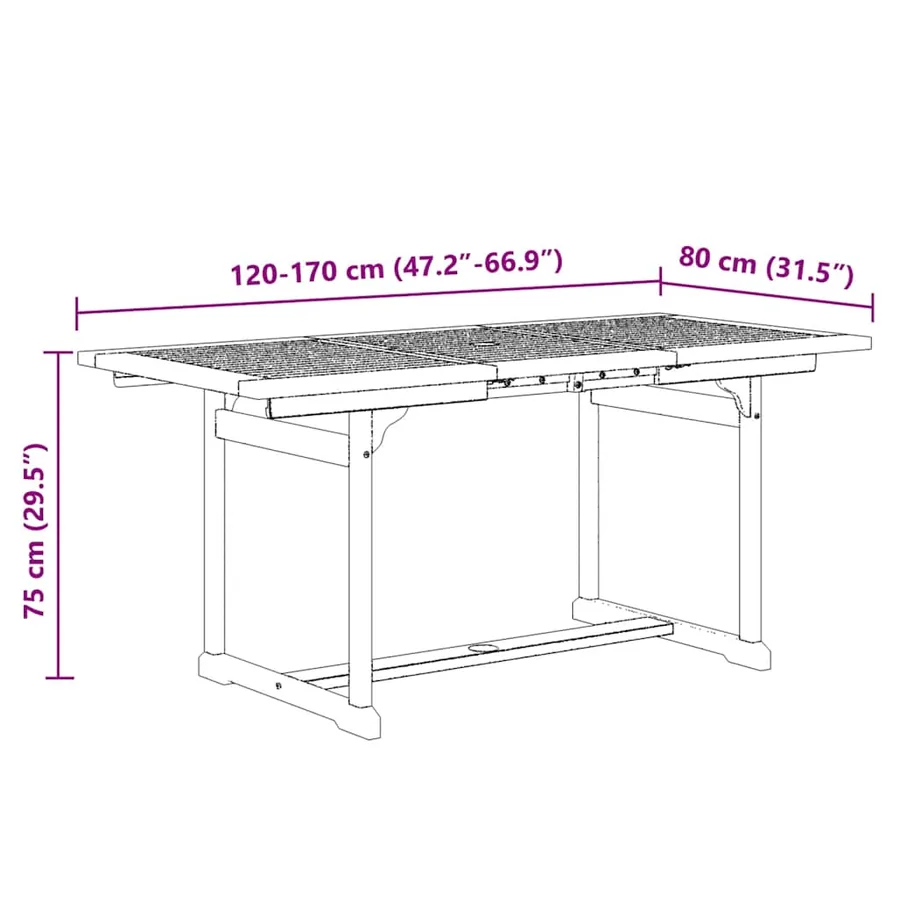 Ensemble à manger de jardin 5pcs bois d'acacia solide textilène - 14