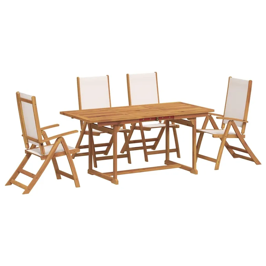 Ensemble à manger de jardin 5pcs bois d'acacia solide textilène - 2