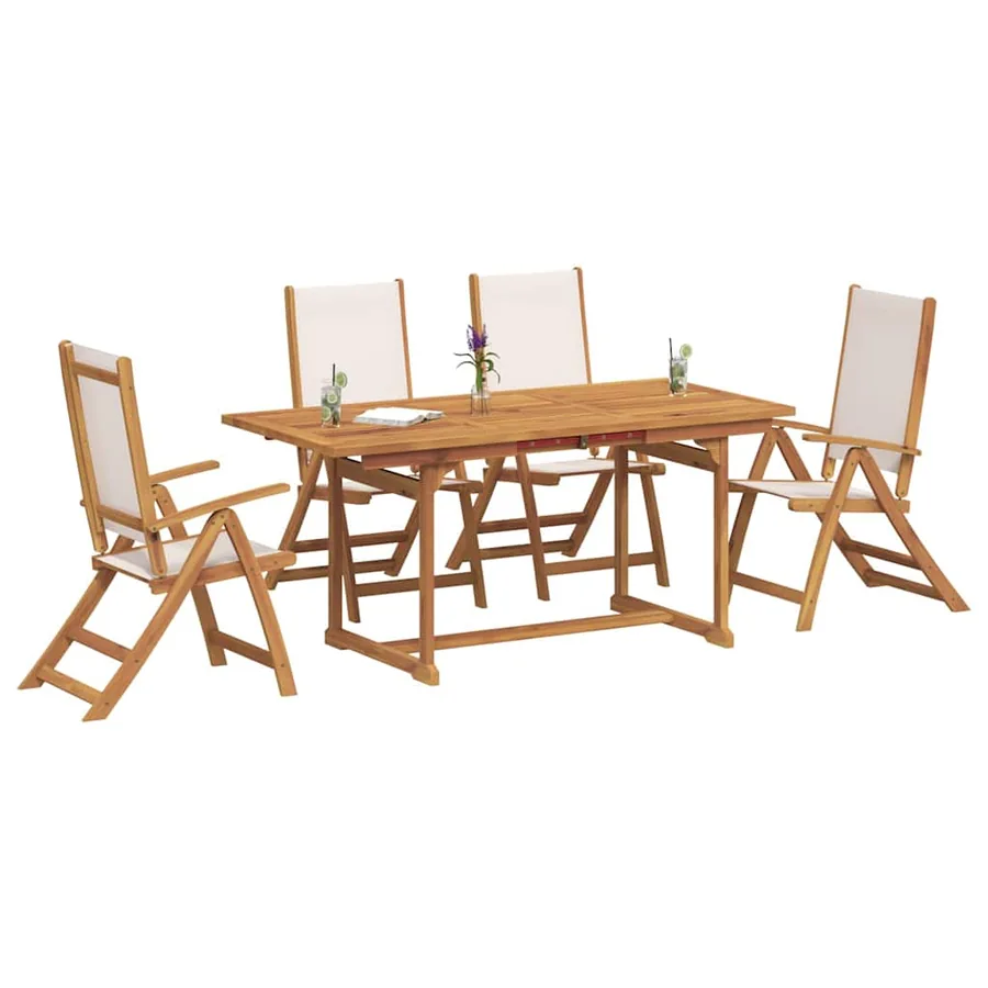 Ensemble à manger de jardin 5pcs bois d'acacia solide textilène - 6