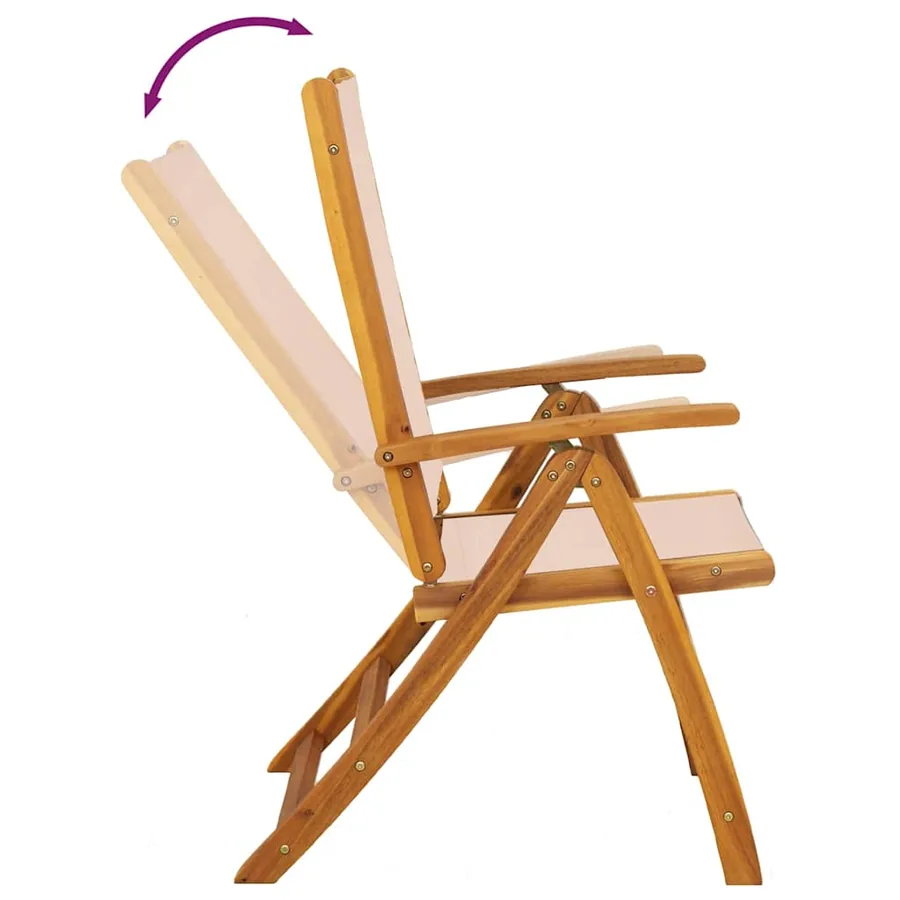 Ensemble à manger de jardin 5pcs bois d'acacia solide textilène - 7