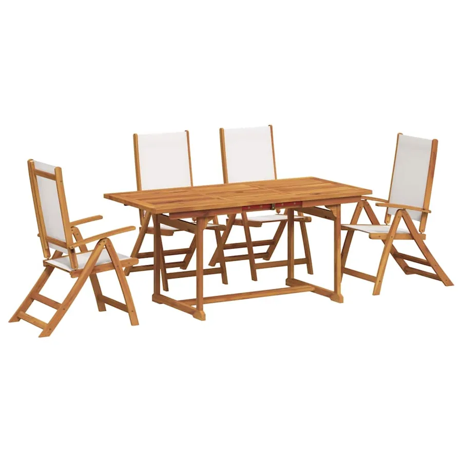 Ensemble à manger de jardin 5pcs bois d'acacia solide textilène - 2