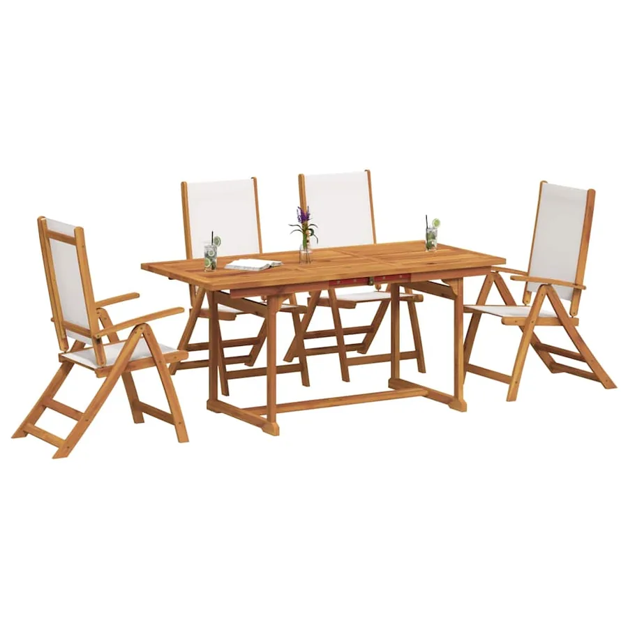 Ensemble à manger de jardin 5pcs bois d'acacia solide textilène - 6