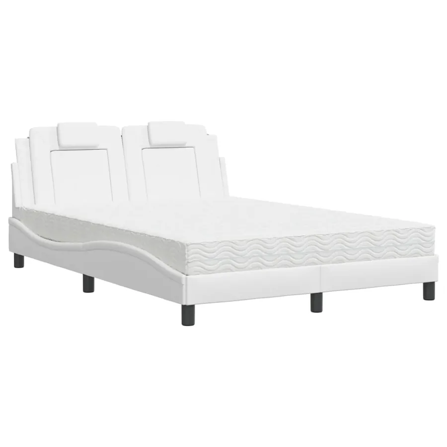 Lit Viana avec matelas blanc 140x200 cm similicuir - 2