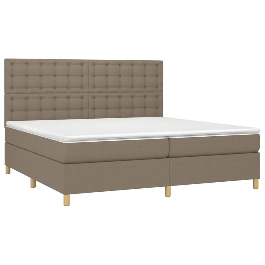 Sommier à lattes de lit et matelas et LED Taupe 200x200cm Tissu - 3
