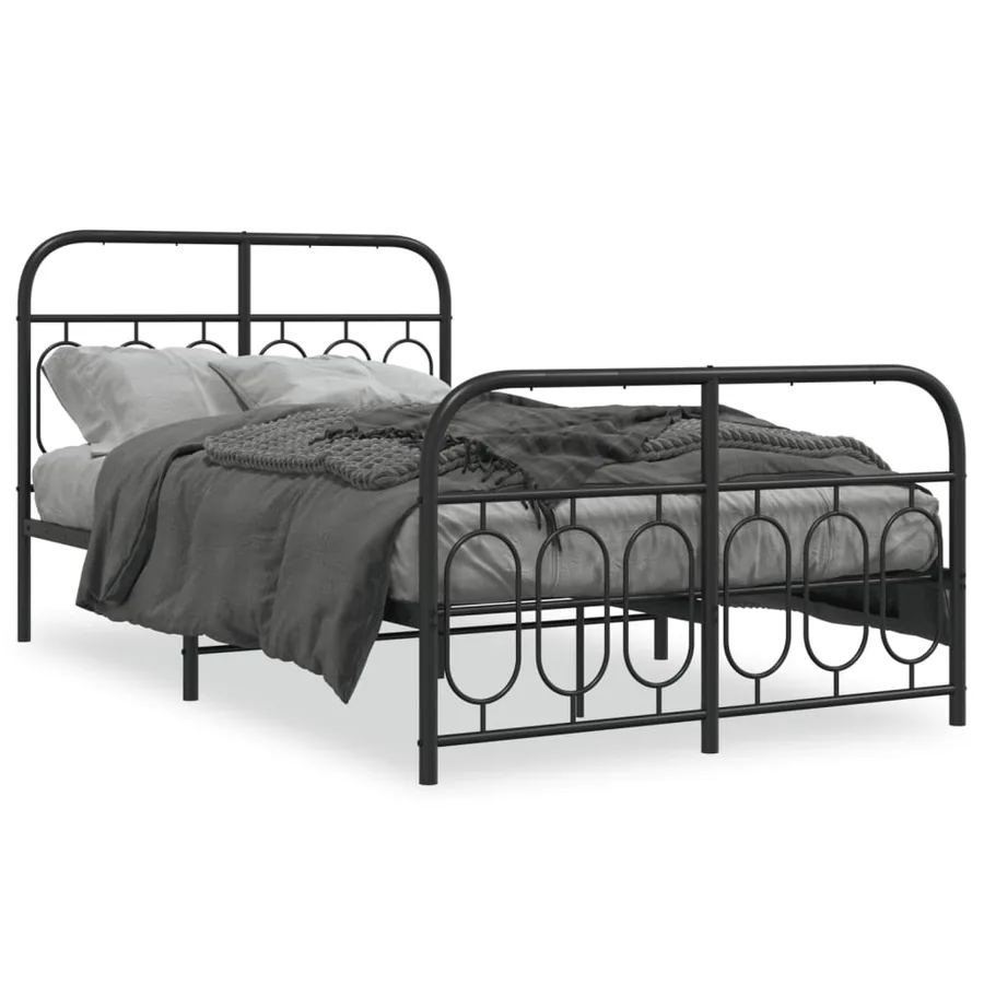 Cadre de lit métal sans matelas avec pied de lit noir 120x200cm - 2