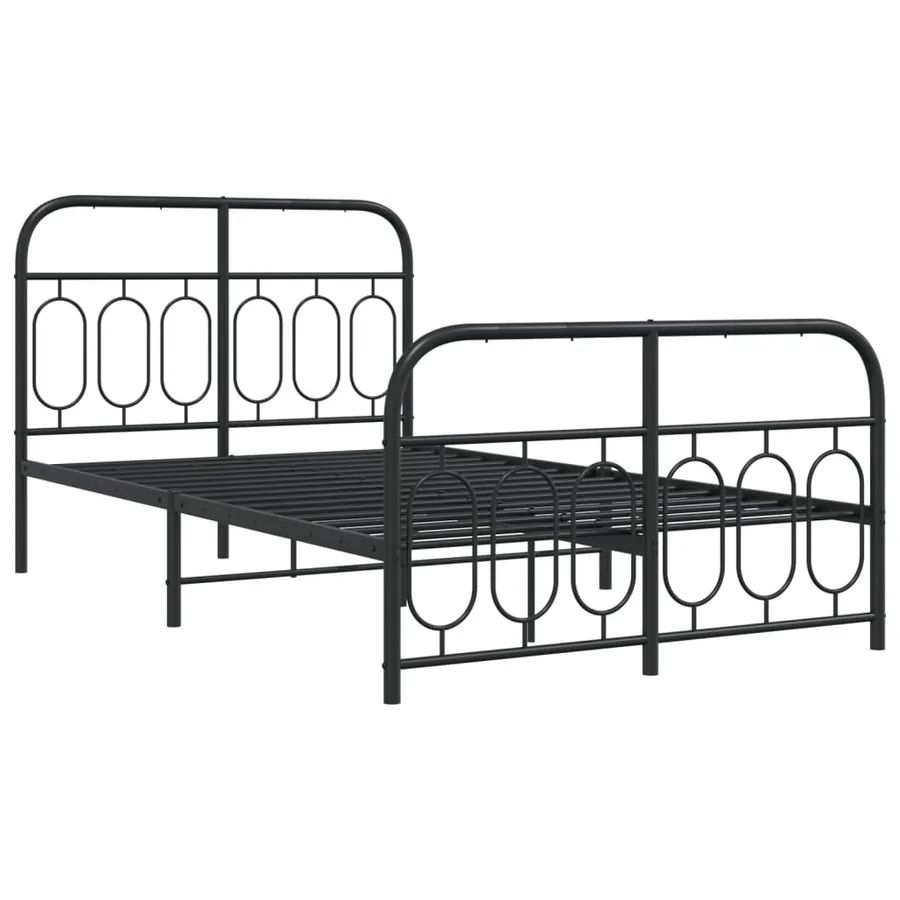 Cadre de lit métal sans matelas avec pied de lit noir 120x200cm - 3