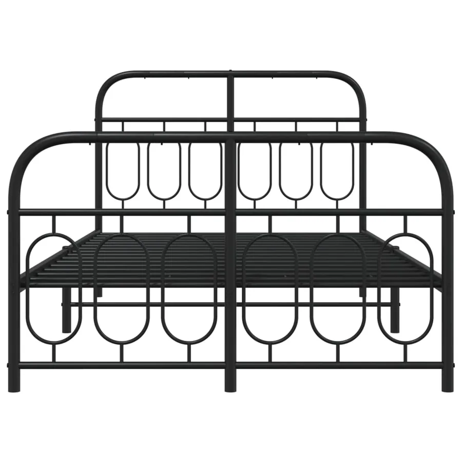 Cadre de lit métal sans matelas avec pied de lit noir 120x200cm - 4