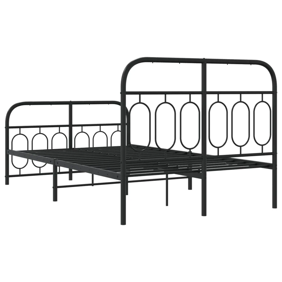 Cadre de lit métal sans matelas avec pied de lit noir 120x200cm - 6