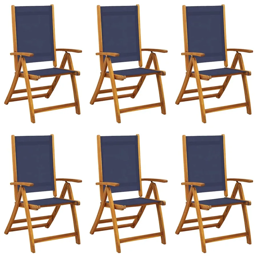 Chaises pliables de jardin lot de 6 bois d'acacia et textilène - 2