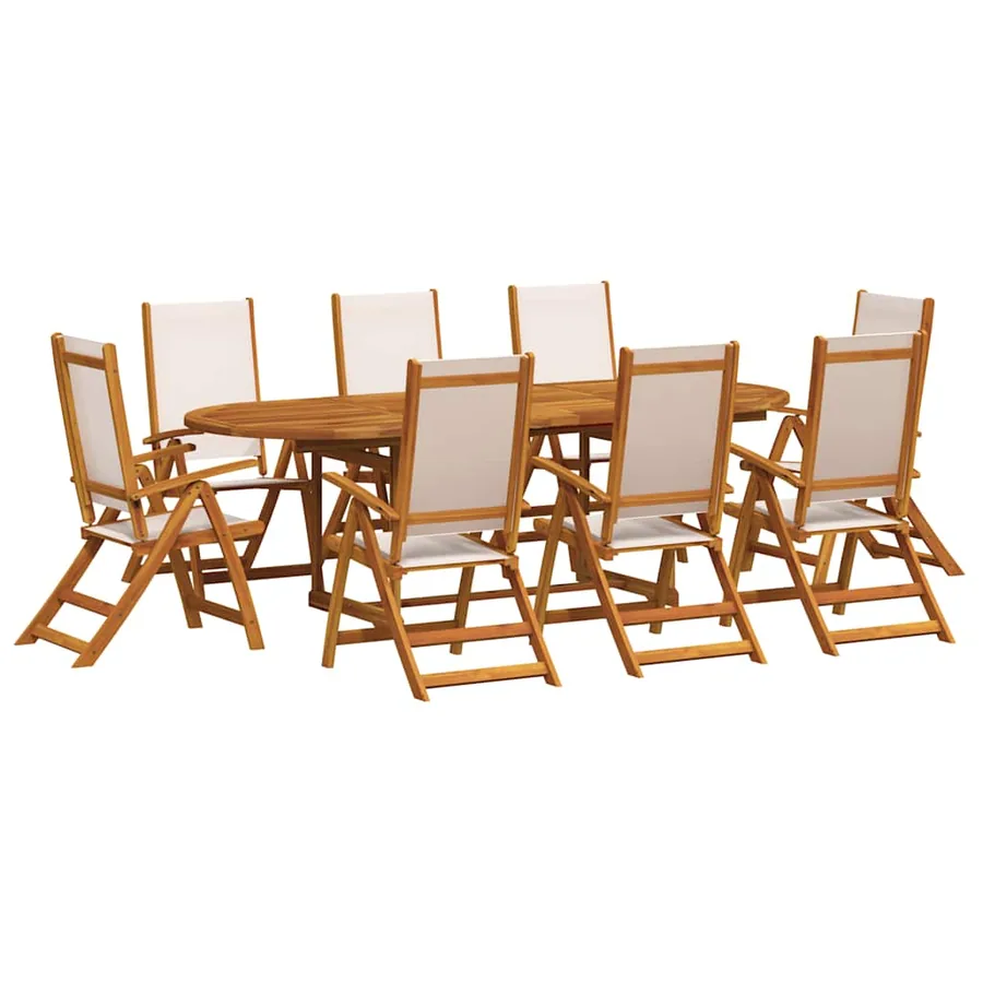 Ensemble à manger de jardin 9pcs bois d'acacia solide textilène - 2