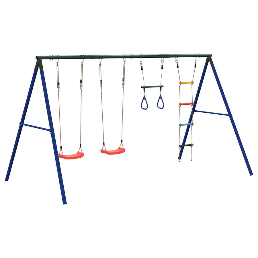 Jeu de balançoire extérieur avec balançoires trapèze et échelle - 5