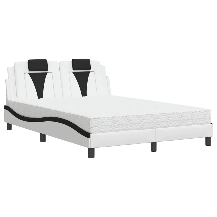 Lit Viana avec matelas blanc et noir 140x190 cm similicuir - 2