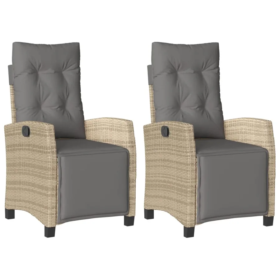 Chaises inclinables de jardin lot de 2 avec repose-pied rotin - 2