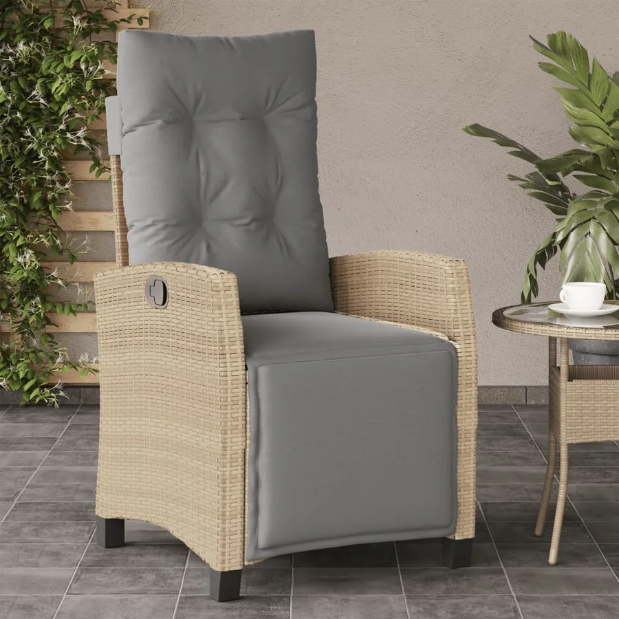 Chaises inclinables de jardin lot de 2 avec repose-pied rotin - 3